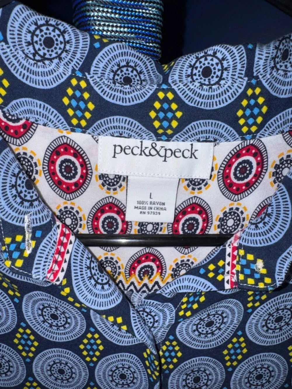 Peck & Peck- Western Boho Print High Low Blouse Size L - Picture 5 of 14